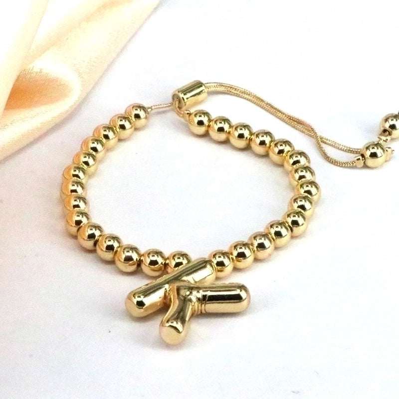 Copper Gold Plated Vintage Style Minimalist Letter Bracelets
