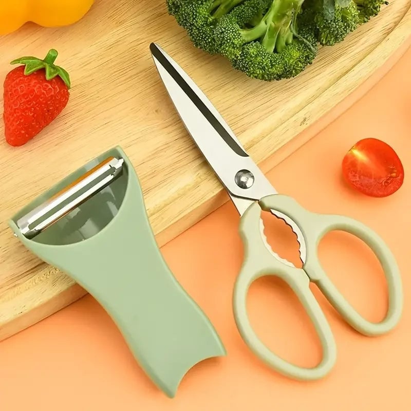 Stainless Steel Scissors And Peeler Set