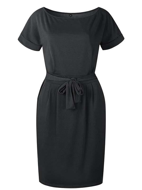 O Neck Midi Dress With Belt (4 colors)