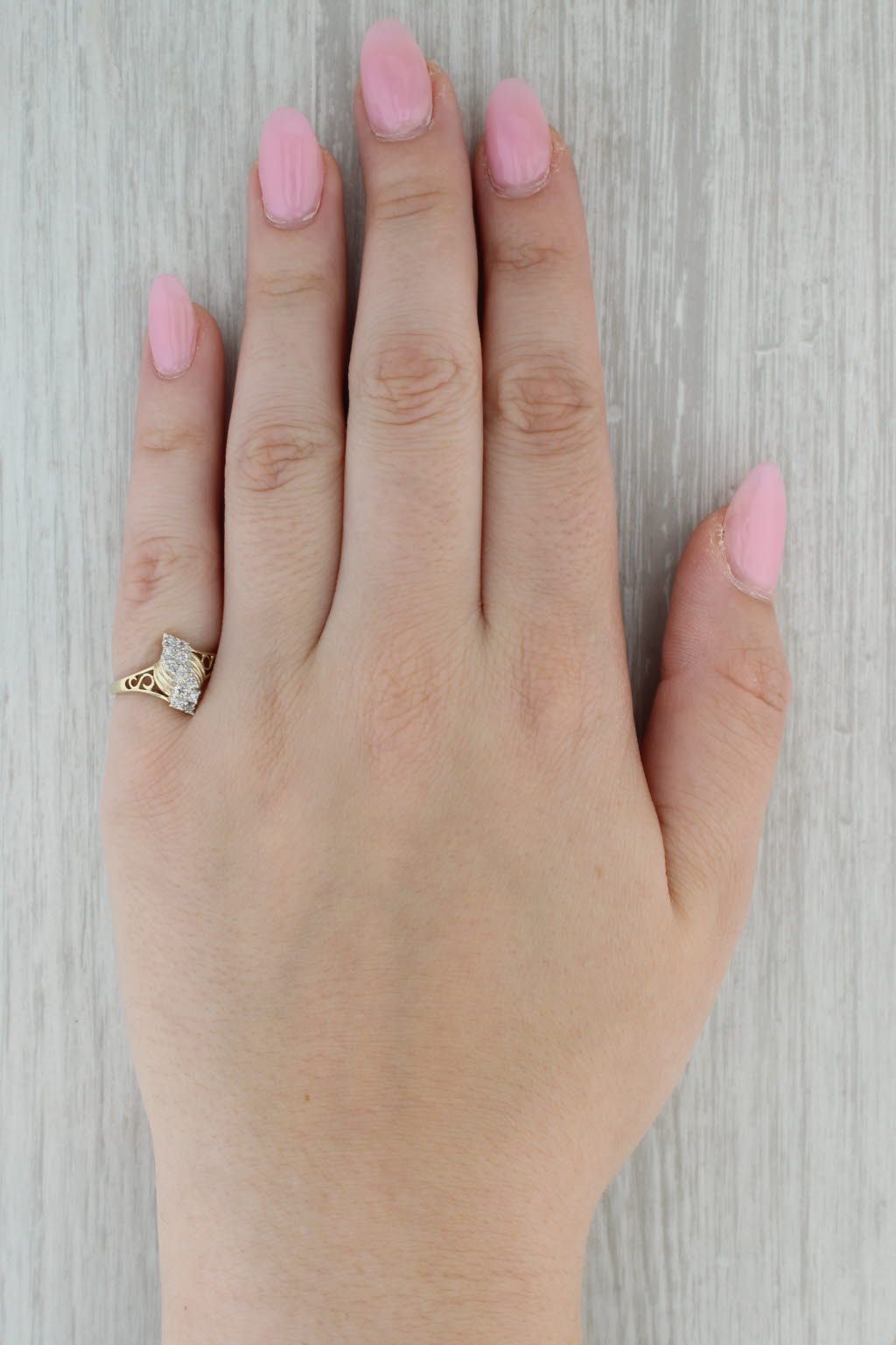 Diamond Clusters Bypass Ring 10k Yellow Gold Size 6.5