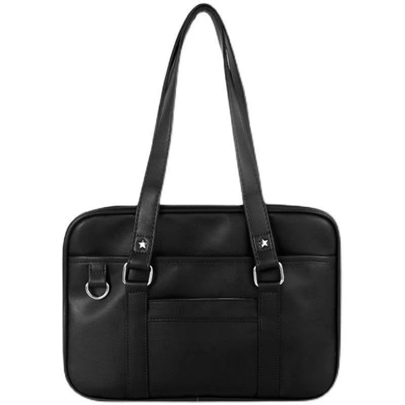 Women's Medium Pu Leather Solid Color Business Vintage Style Square Zipper Shoulder Bag