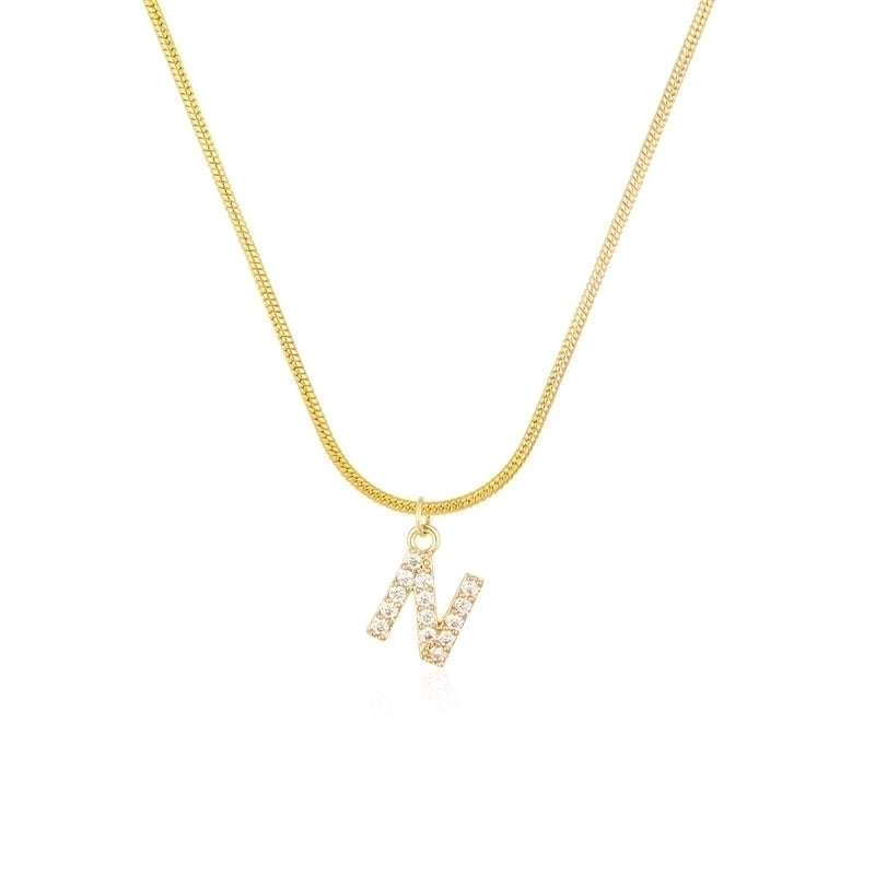 304 Stainless Steel Copper Classic Style Inlay Letter Zircon Pendant Necklace