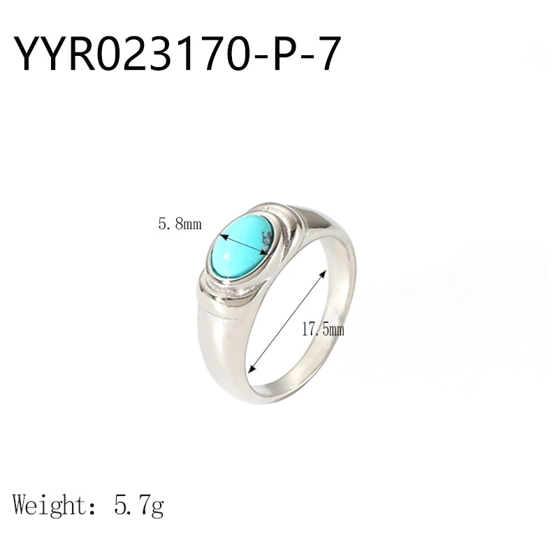 IG Style Retro Geometric 304 Stainless Steel Natural Stone Rhinestones Zircon 18K Gold Plated Polishing Plating Inlay Rings