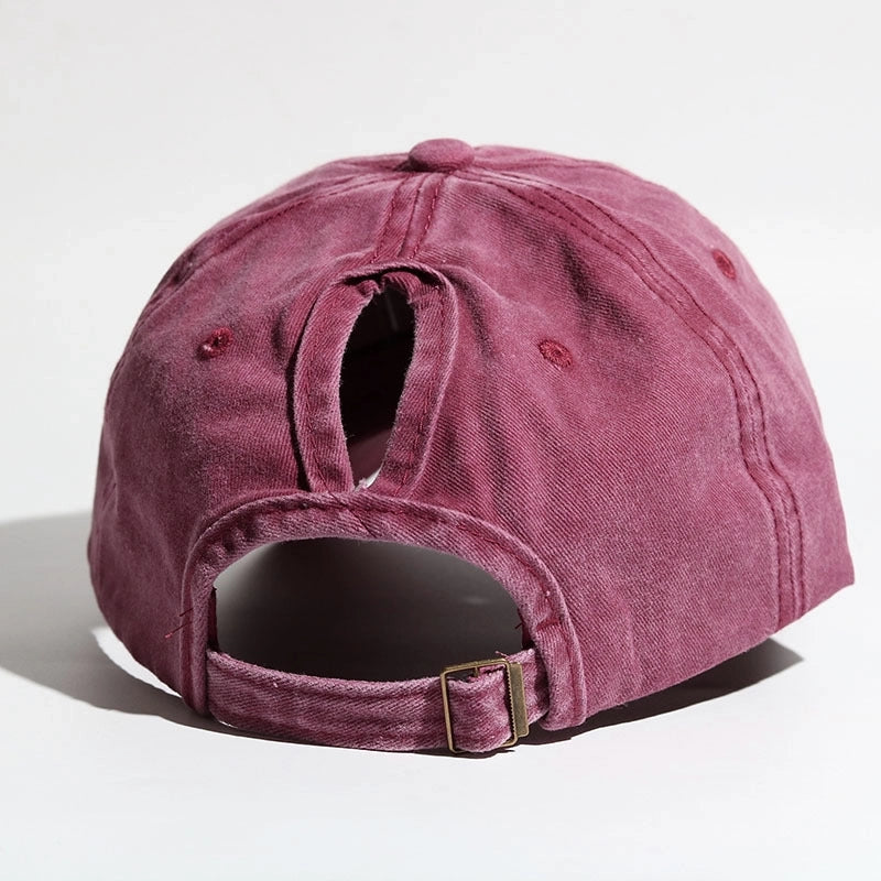 Baseball Cap Wash Cotton Curved Eaves Outdoor Sports Ladies Peaked Cap Ponytail Braid Cap Summer Sunscreen Hat