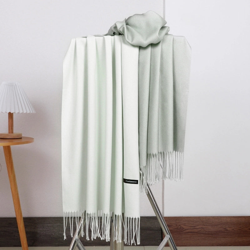 Double-sided Scarf Women's Winter Tassel Cashmere Scarf Autumn And Winter Version New Wool Men's Scarf