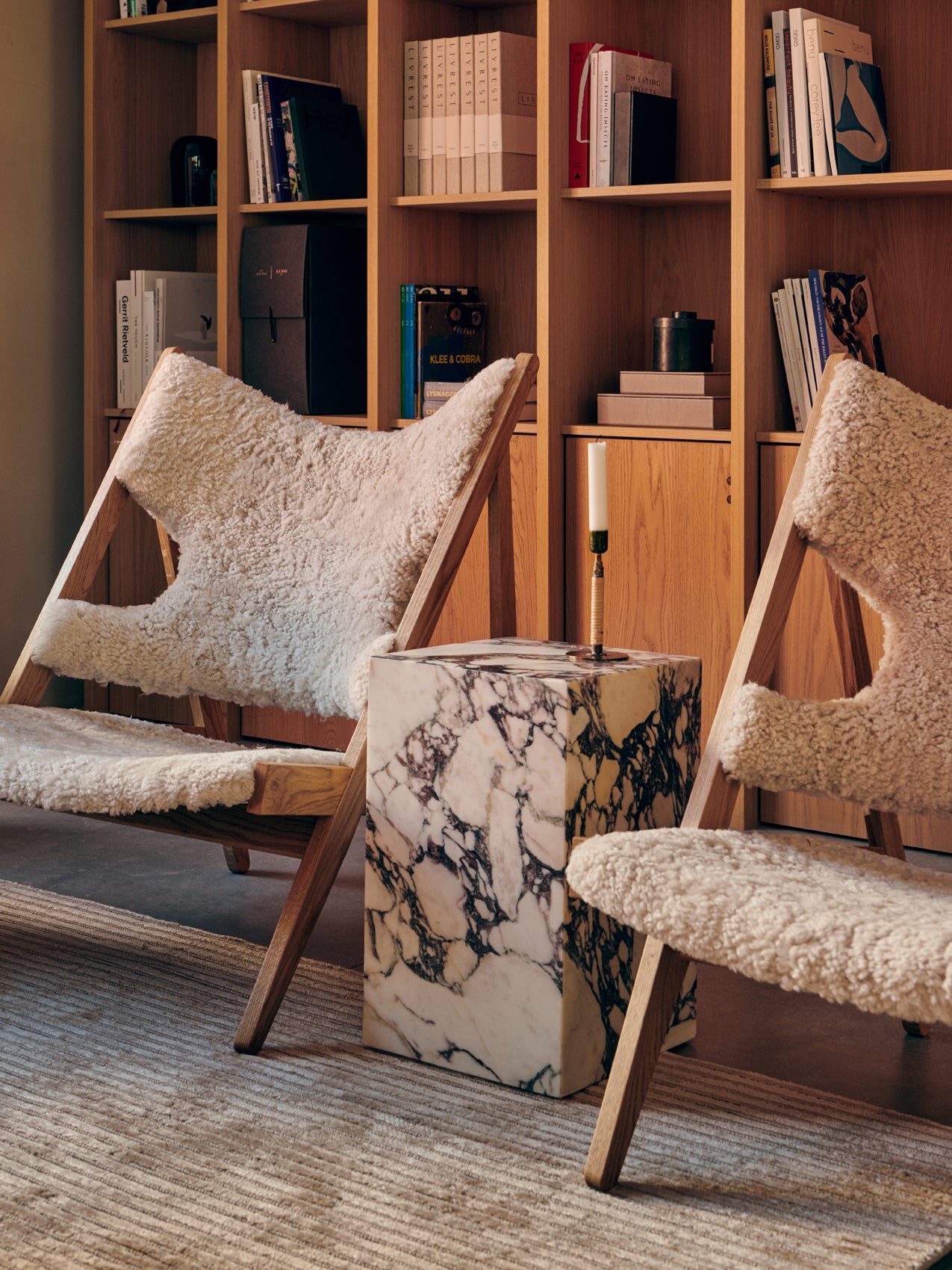 Knitting Chair. Sheepskin