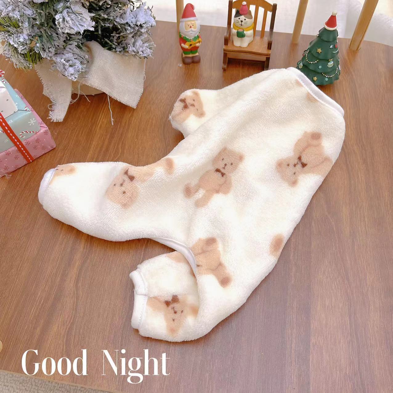 Bear Printed Fleece Dog Jumpsuits/Vest