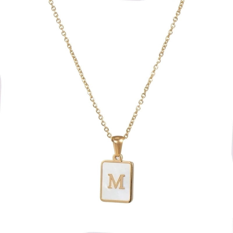 Fashion Letter 304 Stainless Steel Artificial Pearls 18K Gold Plated Letters Plating Metal Necklace
