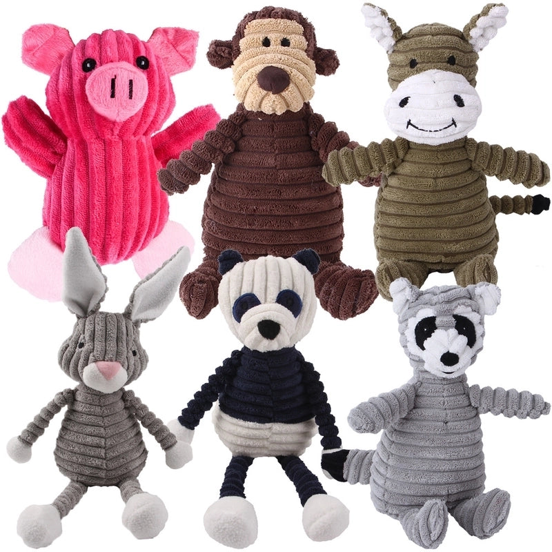 Cute Dog Teething Corduroy Sounding Plush Toy
