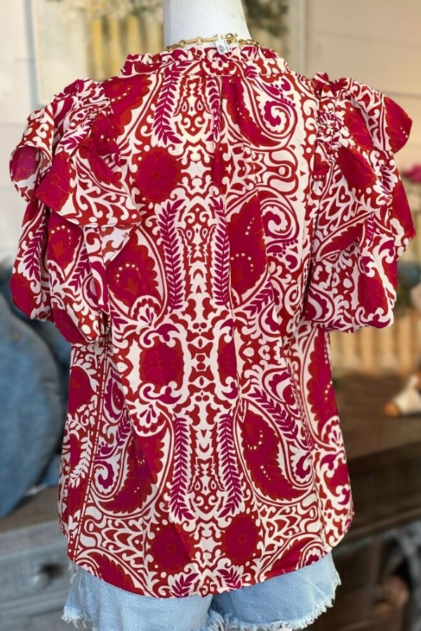 Burgundy Paisley Top