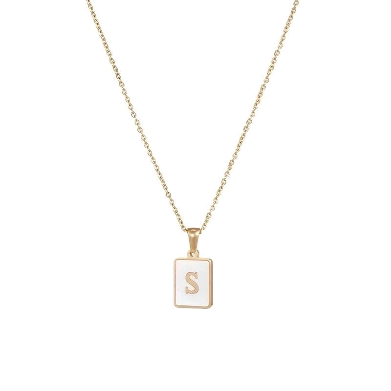 Vintage Style Letter Square 304 Stainless Steel Shell 18K Gold Plated Plating Inlay Pendant Necklace