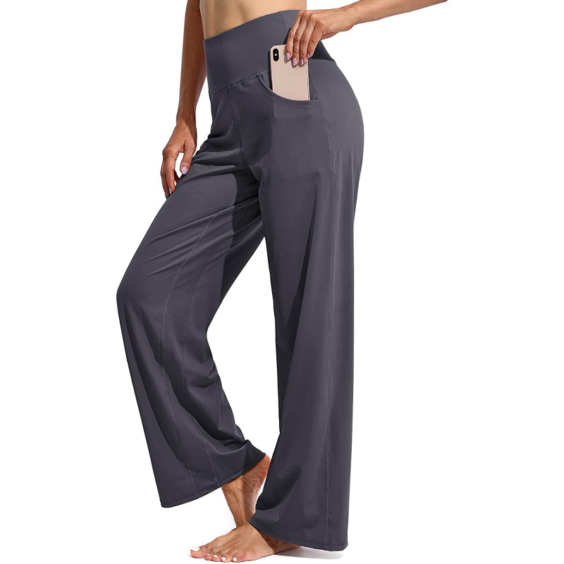 Women Wide Leg Yoga Pants High Waist Stretch Workout Sweatpants With Pockets Casual Straight Leg Pants