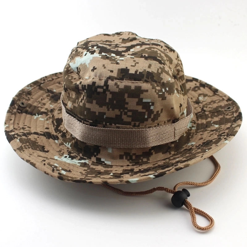 Adults Casual Solid Color Camouflage Flat Eaves Bucket Hat