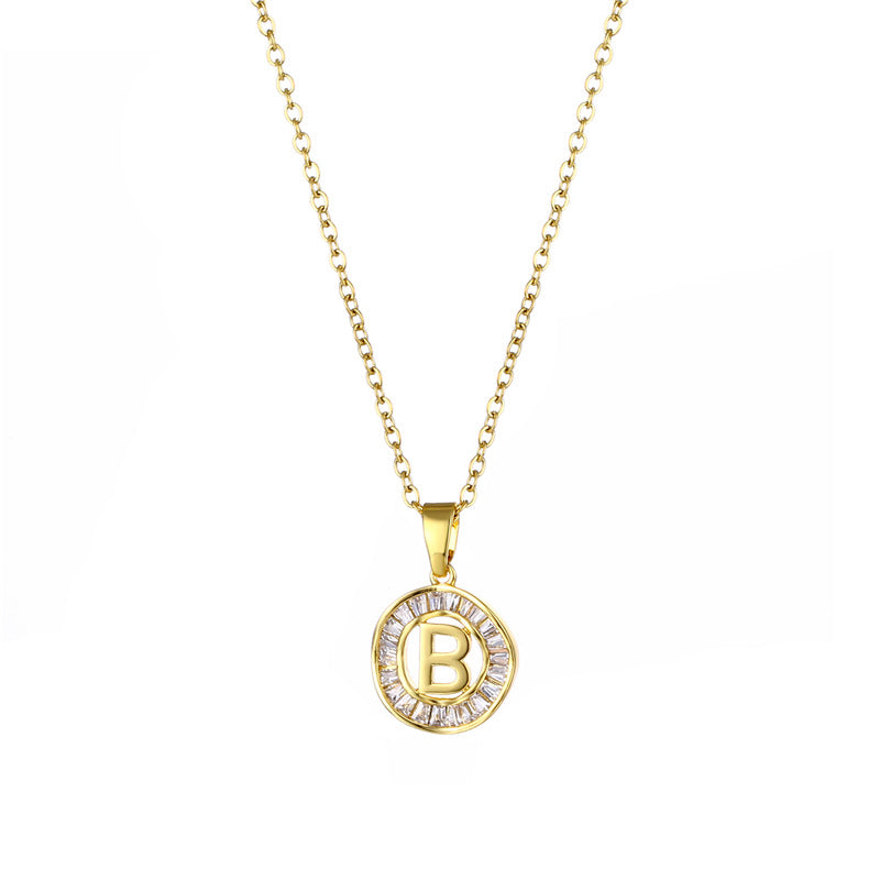 Natural Letter Text Number Stainless Steel Electroplating Necklaces