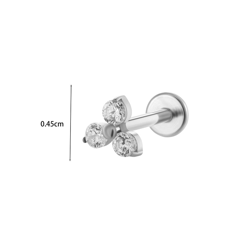 1 Piece Ear Cartilage Rings & Studs Minimalist Classic Style Leaves Chain Pure Titanium Inlay Zircon Ear Cartilage Rings & Studs