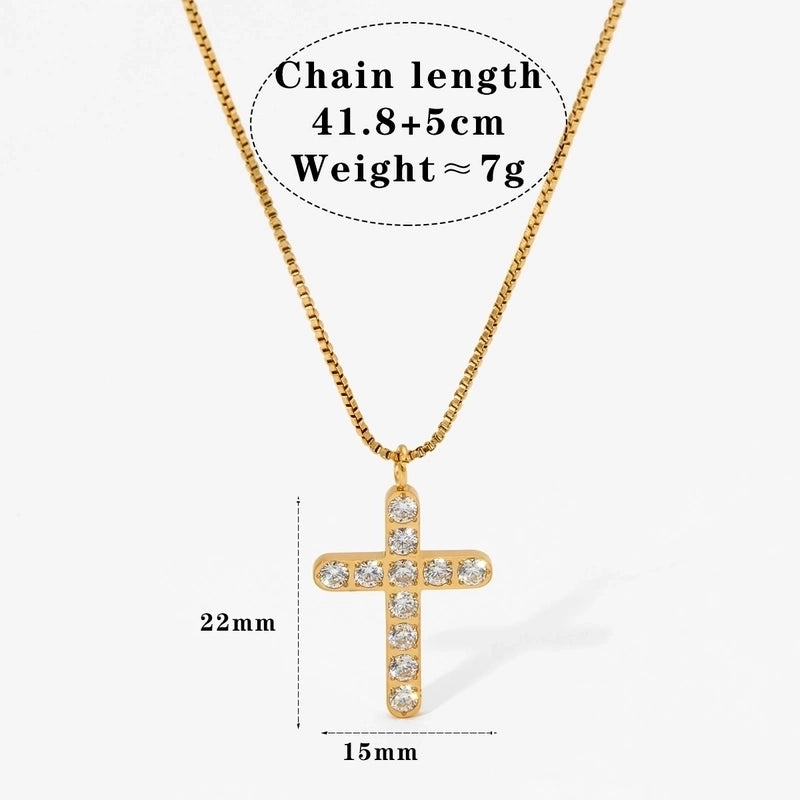 Modern Style Artistic Cross 304 Stainless Steel 16K Gold Plated White Gold Plated Necklace