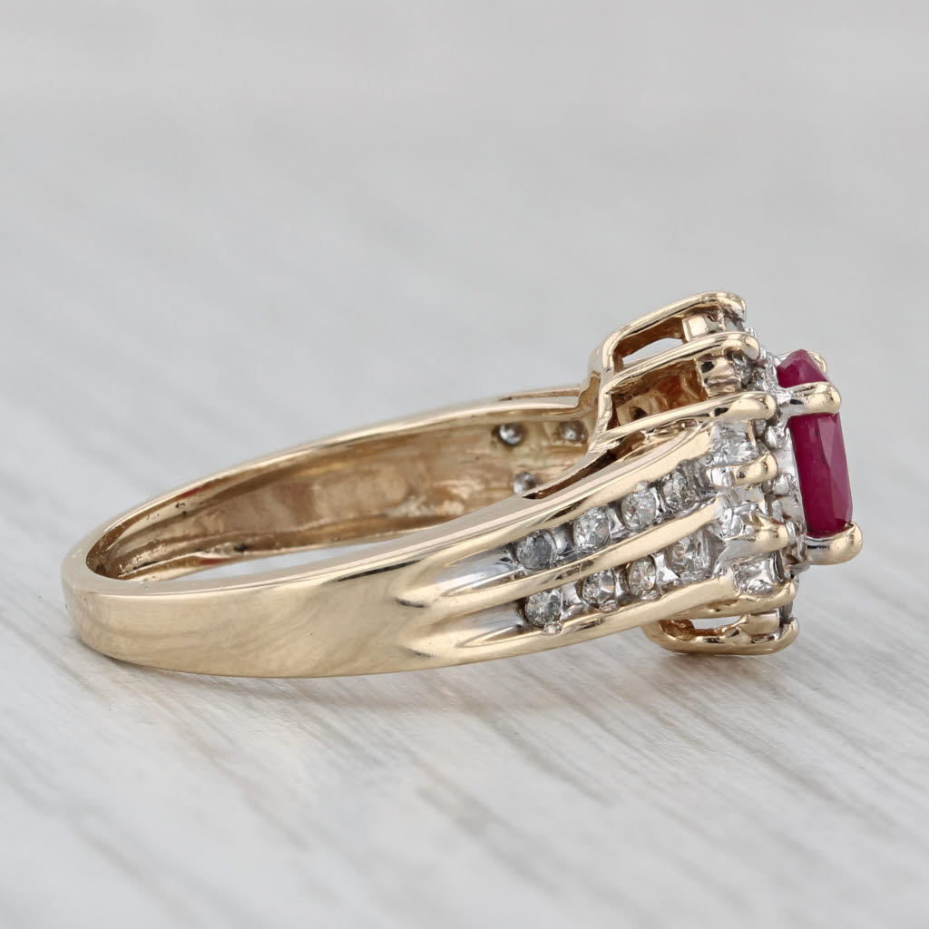 1.27ctw Ruby Diamond Halo Ring 10k Yellow Gold Size 7