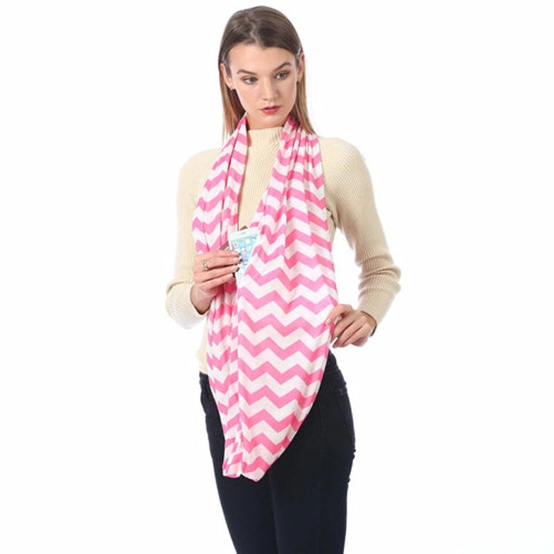 Pocket Scarf Scarf Women Fish Bone Zipper Storage Pocket Scarf Infinity Scarf
