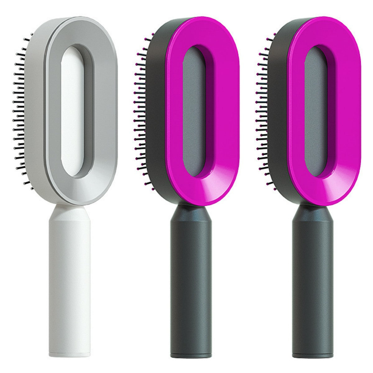 Self-cleaning hairbrush for women. One-button cleaning airbag to prevent hair loss