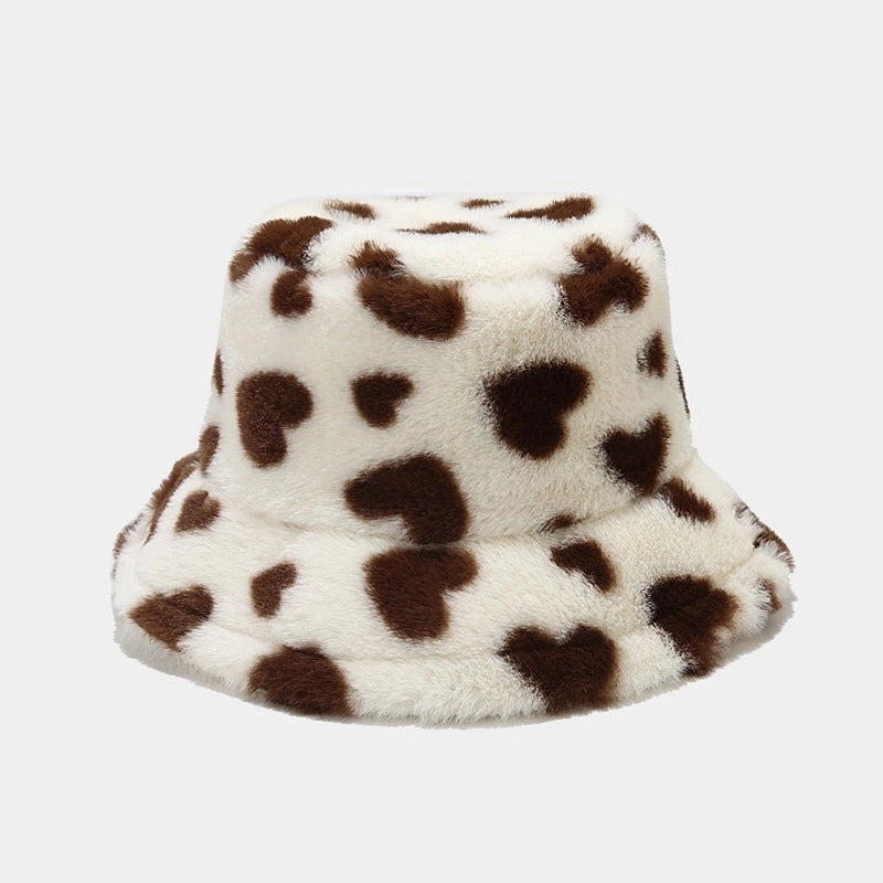 Women's Ig Style Heart Shape Printing Wide Eaves Bucket Hat