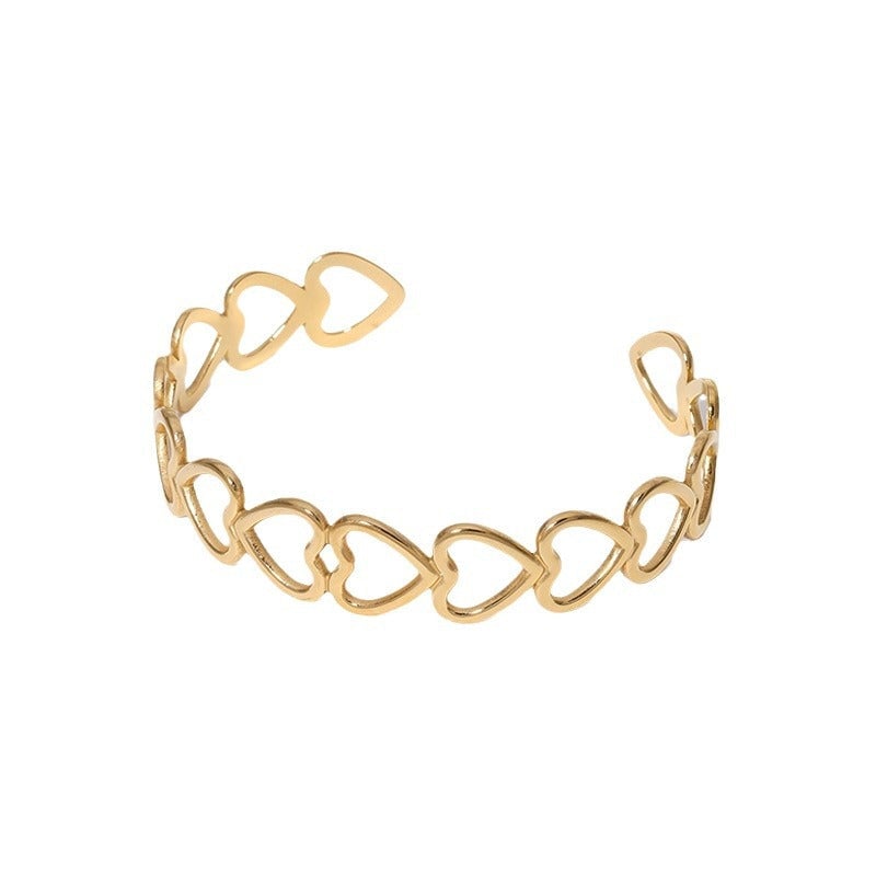Cute Heart Stainless Steel Electroplating Bangles