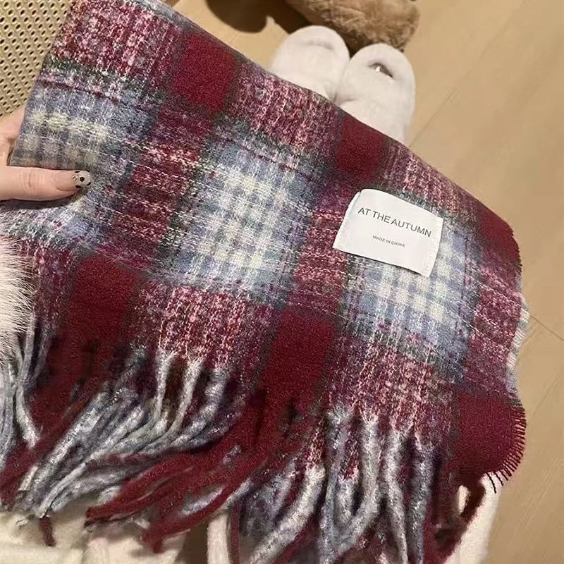 Women's Lady Minimalist Lattice Imitation Cashmere Scarf
