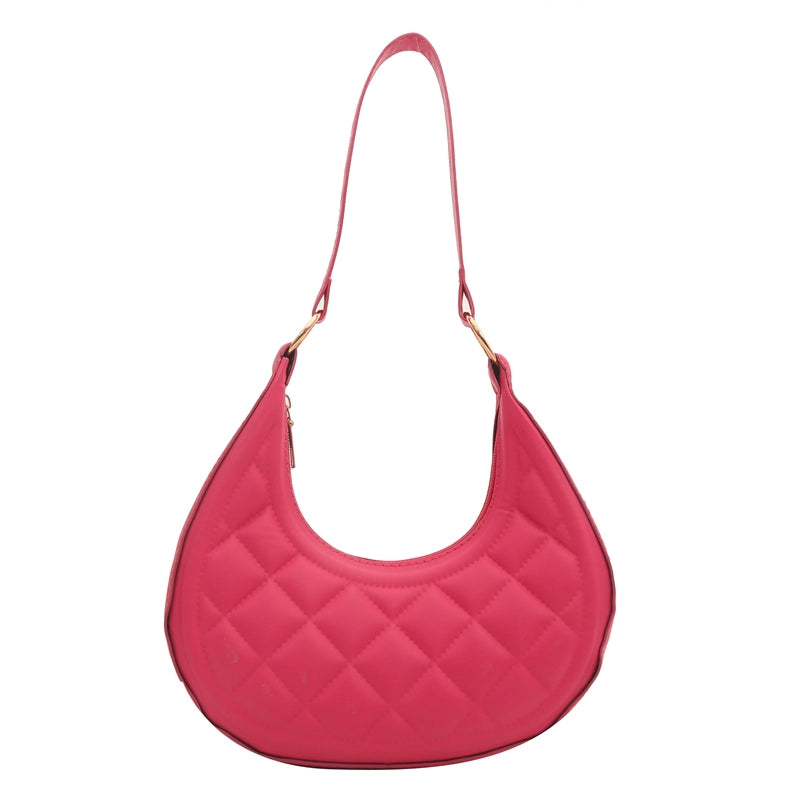 Women's Small Pu Leather Solid Color Streetwear Dumpling Shape Zipper Shoulder Bag Underarm Bag