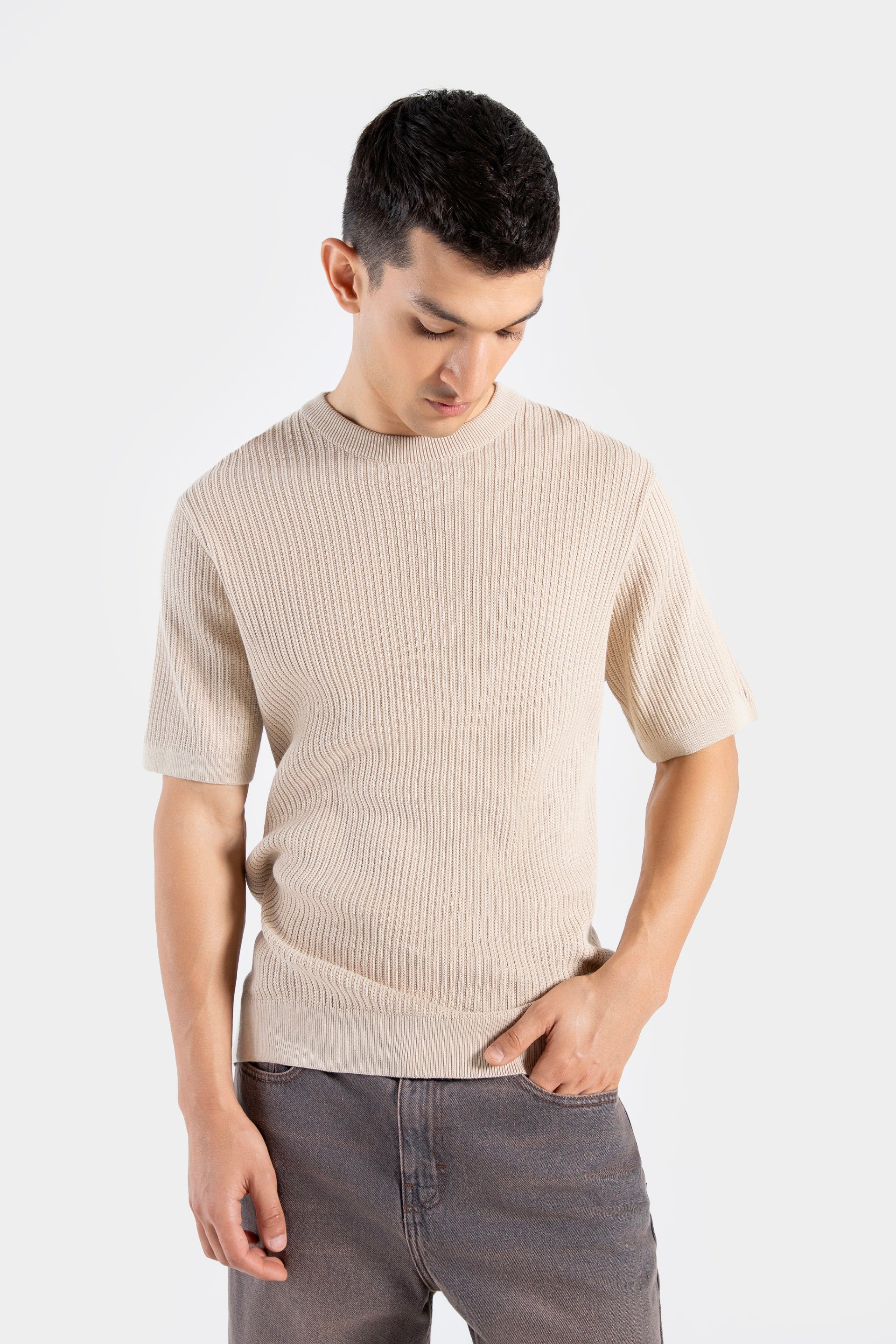 Jacquard Knitted T-shirt