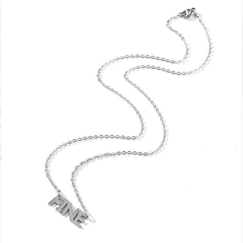 Minimalist Letter Stainless Steel Metal Pendant Necklace