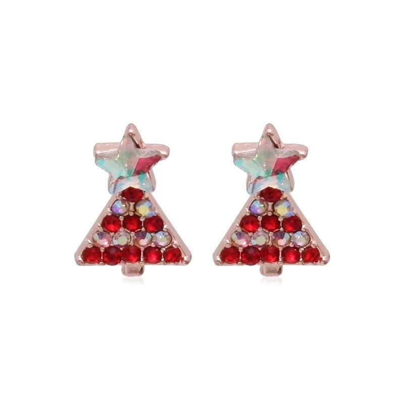 Fashion Christmas Tree Bell Snowflake Alloy Rhinestones Ear Studs