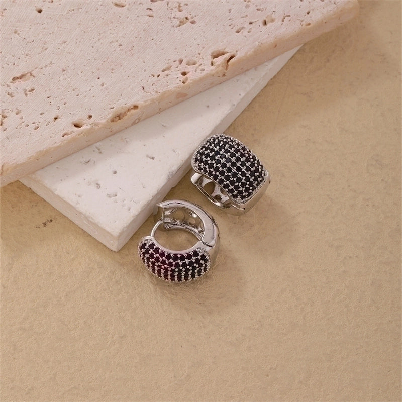 1 Piece Casual Minimalist Geometric Copper Zircon Gold Plated Silver Plated Huggie Earrings