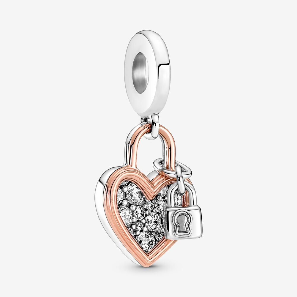 Heart Padlock Double Dangle Pandora Charm