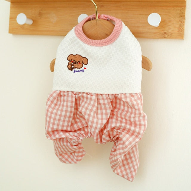 Plaid Bear Four-legged Dog Cat Clothes