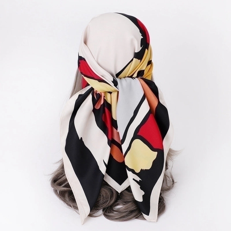 Women's Casual Color Block Twill Silk Scarf