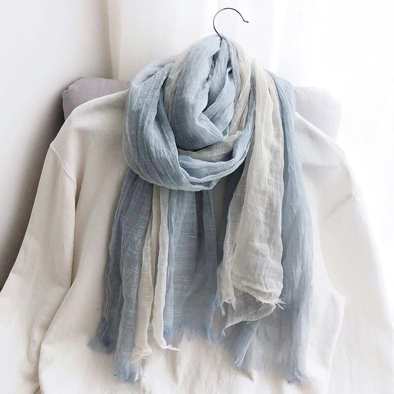 Unisex Sweet Color Block Polyester Long-staple Cotton Sewing Cotton Linen Scarves
