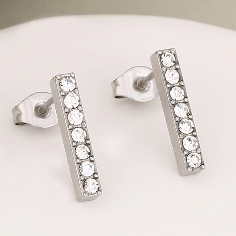 1 Set 1 Pair Luxurious Shiny Cross 304 Stainless Steel Ear Studs