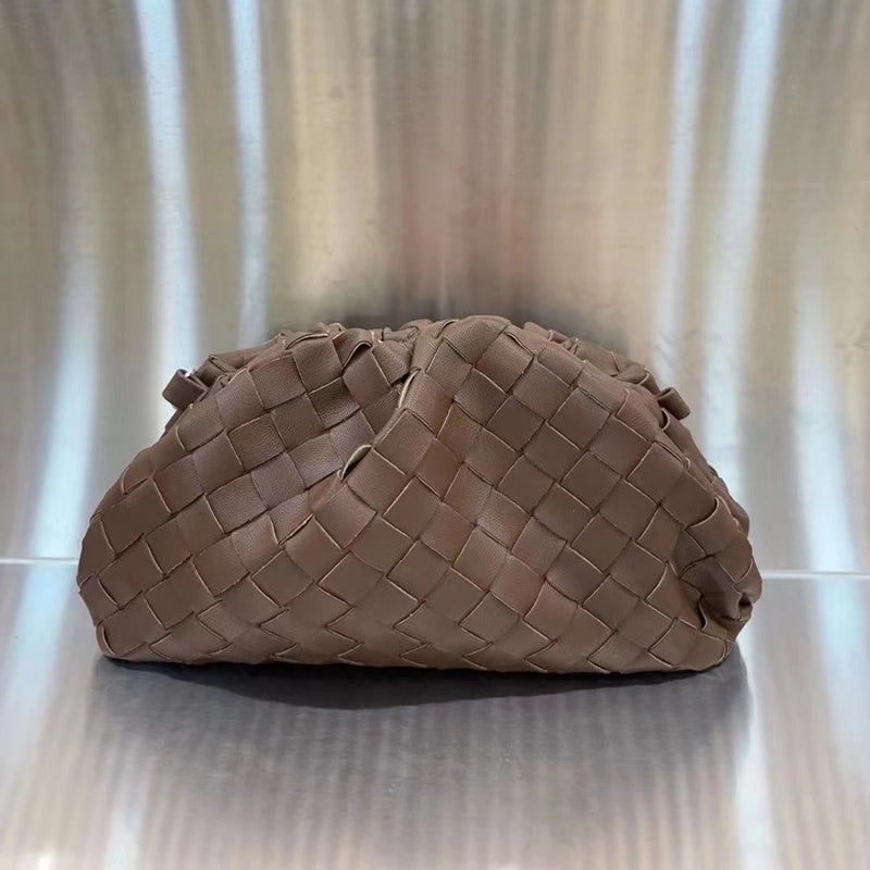 Black Grey Ivory Pu Leather Solid Color Weave Cloud Shape Clutches