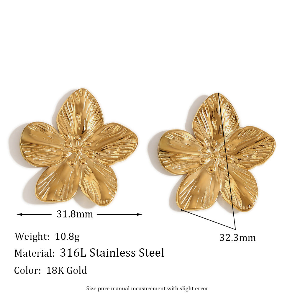 Fashion Circle Geometric Stainless Steel 18K Gold Plated Earrings