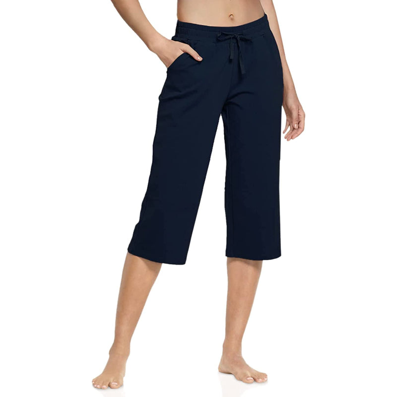 Women's Active Yoga Lounge Capri Pocketed Walking Crop Pants