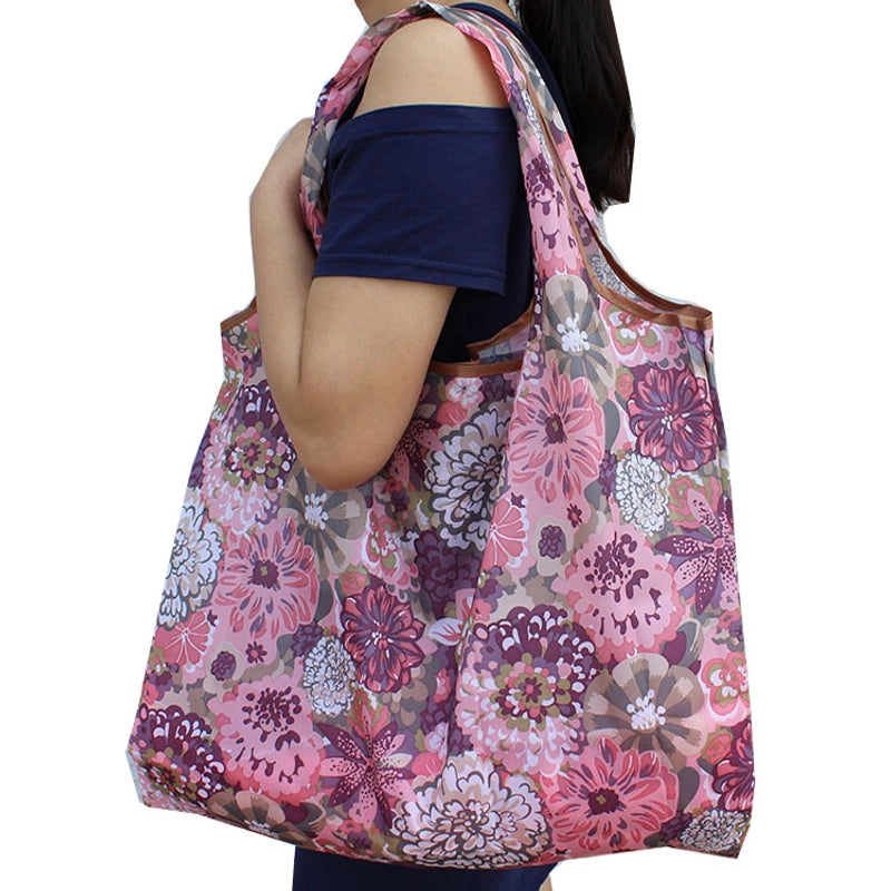 Printed Environmental Bag Large 210T Supermarket Folding Shopping Bag Thickened Tote Bag Shopping Bag