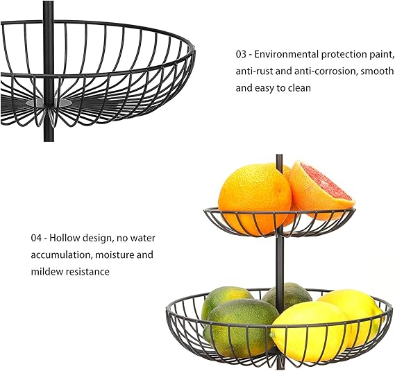 3 Tier Metal Fruit Storage Basket-Black(SA2405-08)