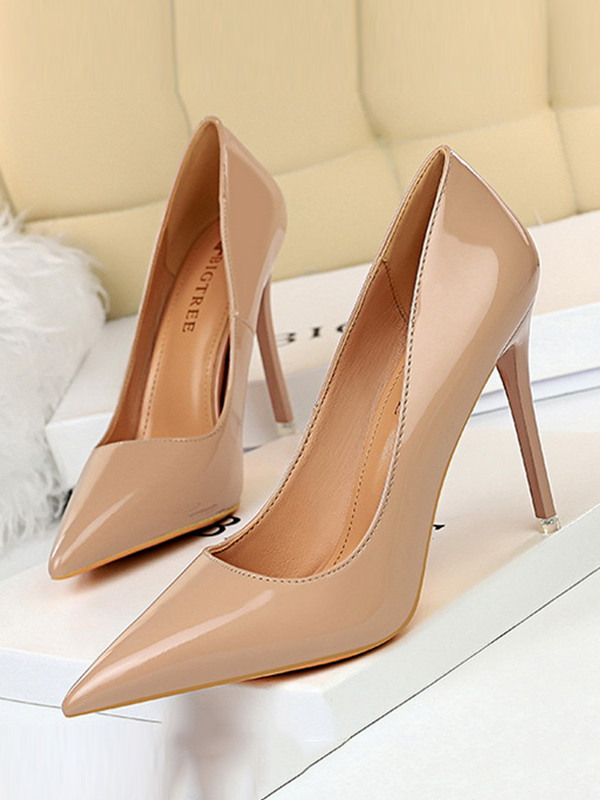 Solid Color Split-Joint Scarpin Salto