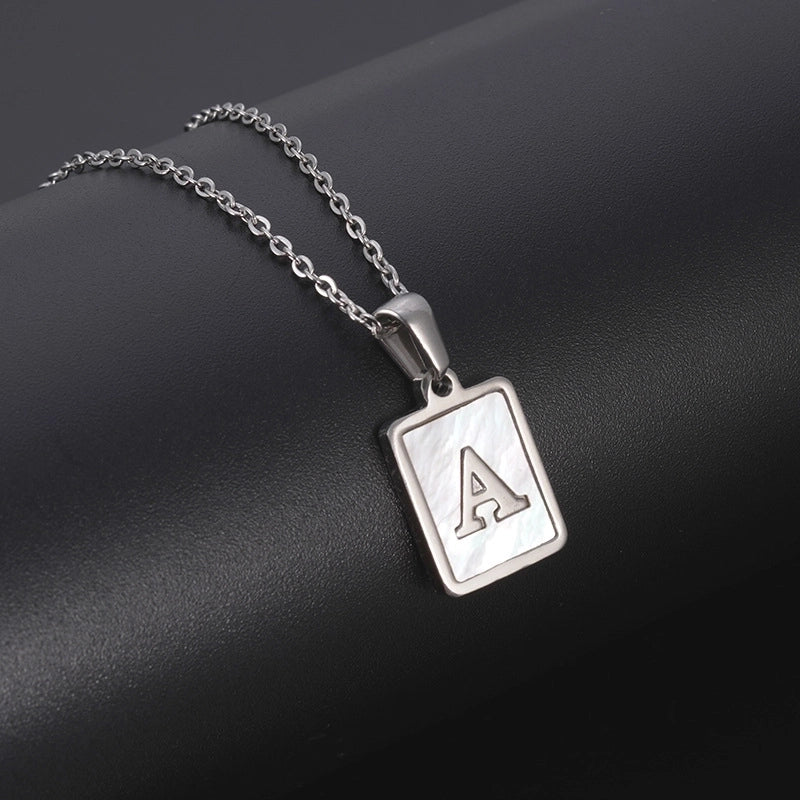 Minimalist Letter Rectangle 304 Stainless Steel Titanium Steel Shell 18K Gold Plated Plating Pendant Necklace