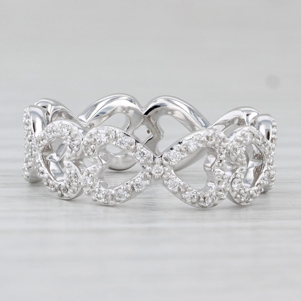 New 0.40ctw Diamond Infinity Hearts Eternity Ring 18k White Gold Size 6 Spark