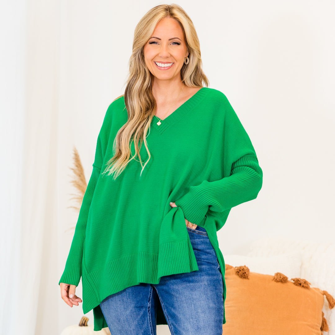 Hayride Harvest Sweater. Green