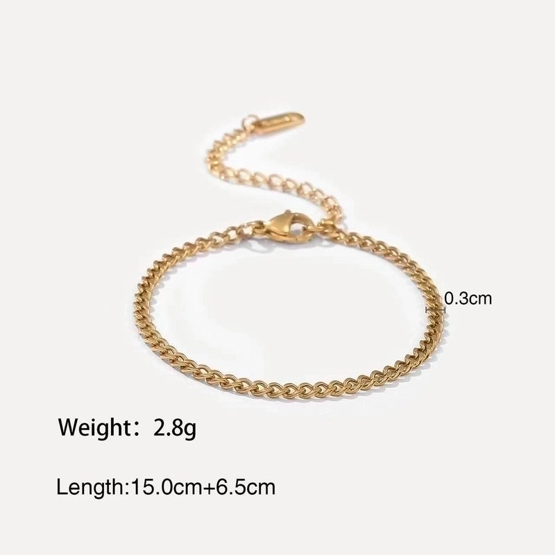 Minimalist Solid Color 304 Stainless Steel 18K Gold Plated Bracelets In Bulk