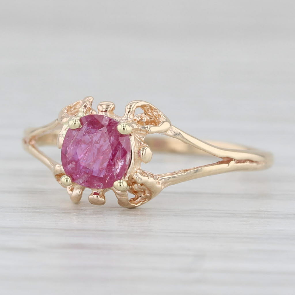 0.50ct Ruby Ring 10k Yellow Gold Round Solitaire Size 7