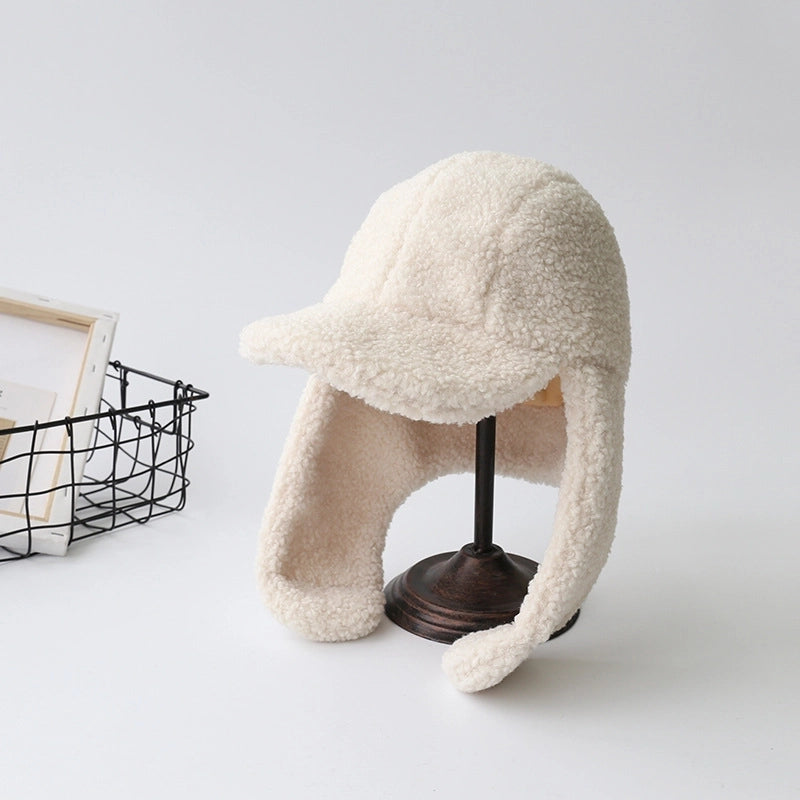 Hat Women's Autumn And Winter Baseball Cap Korean Style Japanese Style Cute Ear Protector Winter Plush Thickened Lei Feng Cap