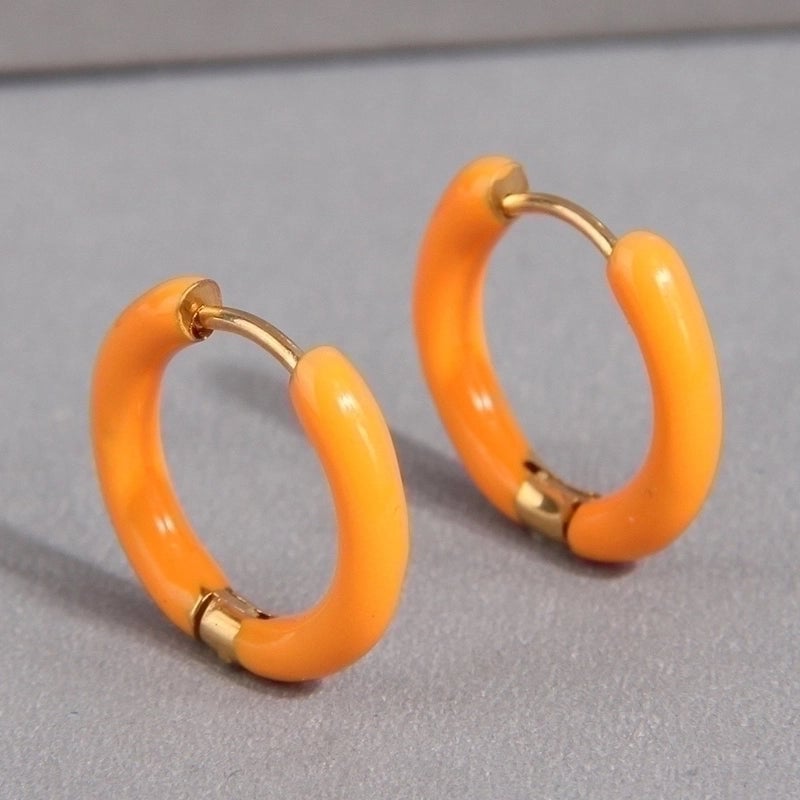 1 Pair Minimalist Triangle Circle Heart Shape Stainless Steel Hoop Earrings
