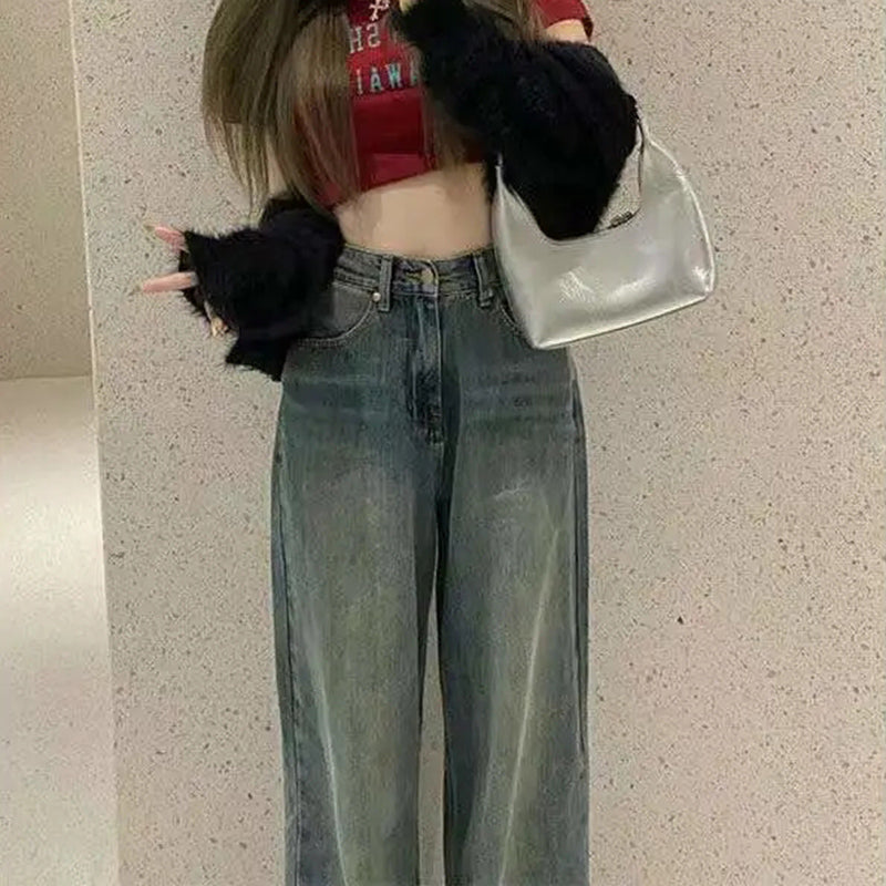 Vintage Wide Leg Cargo Jeans For Women